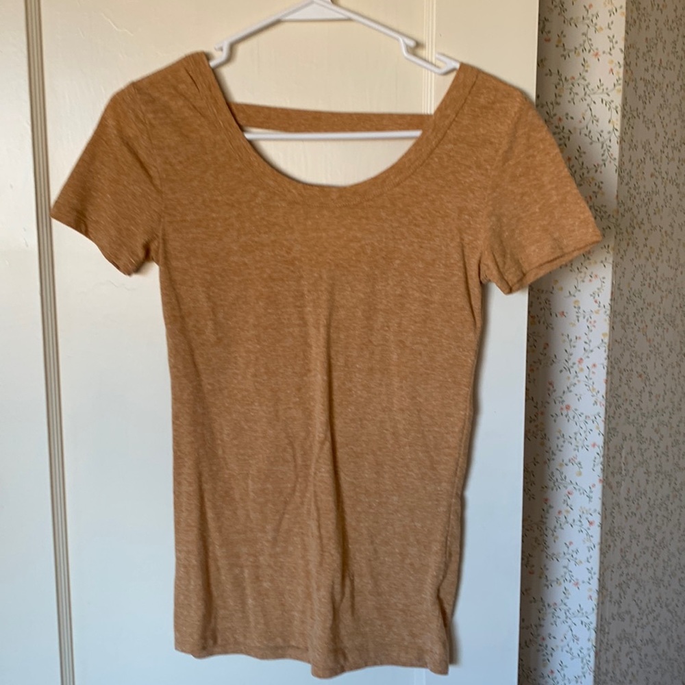 Lime blue. Mustard yellow partial open back short sleeve. NWOT. Never worn small